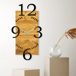 Wallity Reloj de pared decorativo de madera Nogal y negro